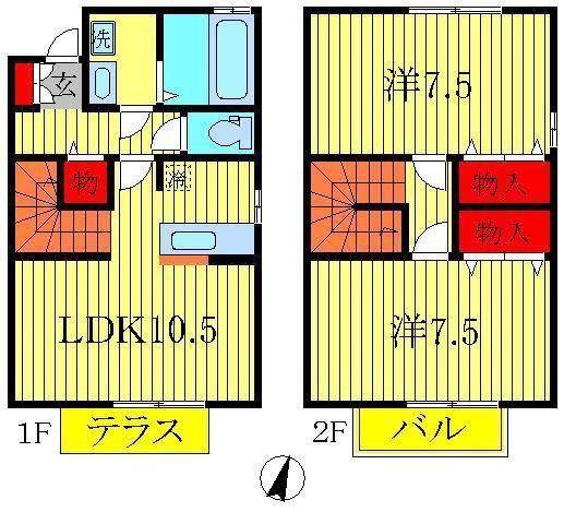 キャトルセゾンE(2LDK/1階)の間取り写真