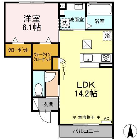 ルミナーレ・アイ S棟(1LDK/1階)の間取り写真