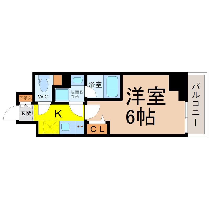 ディアレイシャス東別院(1K/9階)の間取り写真