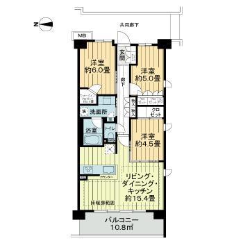 ソライエ葛飾小菅(3LDK/3階)の間取り写真