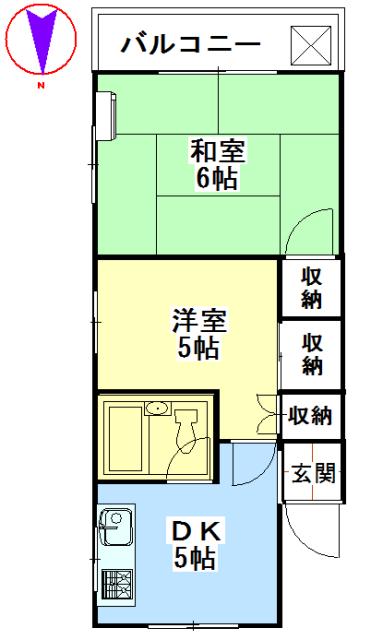 田園調布ハイム(2DK/3階)の間取り写真