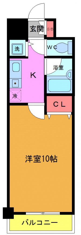 パルコート海神(1K/3階)の間取り写真