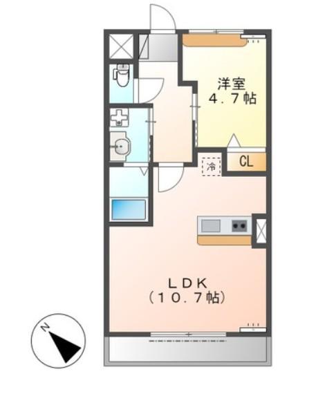バーニーズI(1LDK/1階)の間取り写真