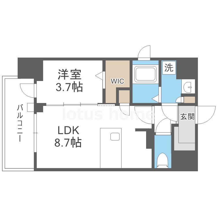 プランドール新北野(1LDK/10階)の間取り写真