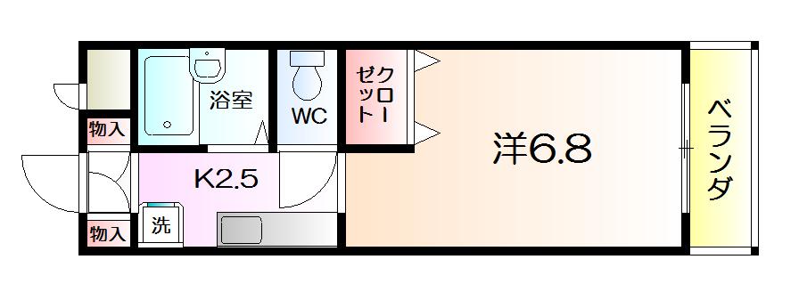 メゾングラティア(1K/2階)の間取り写真