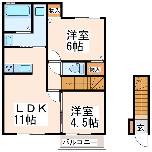 ルネッサンス(2LDK/2階)の間取り写真