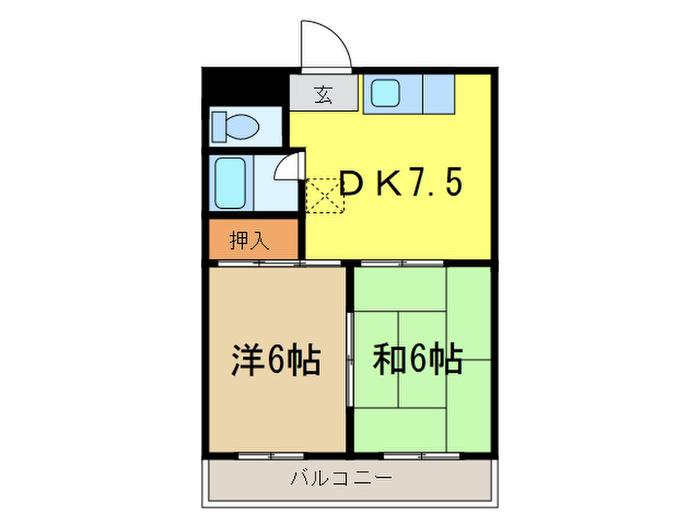 アネックス安井(2DK/2階)の間取り写真