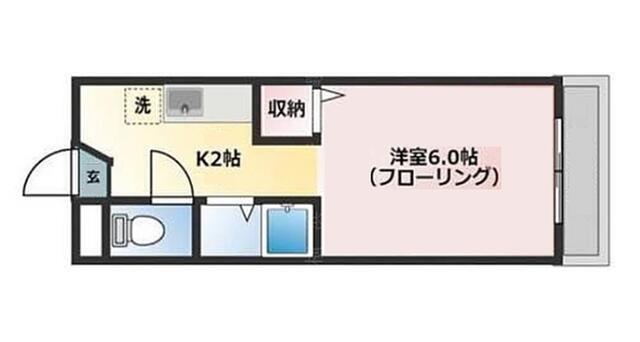 ルートワン石田(1K/2階)の間取り写真