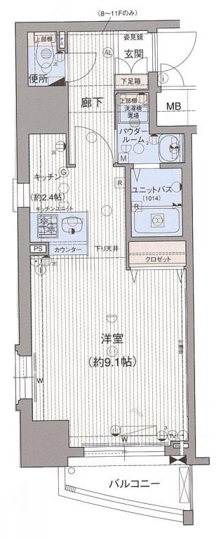 プレサンス中之島公園パークレジデンス(1K/3階)の間取り写真