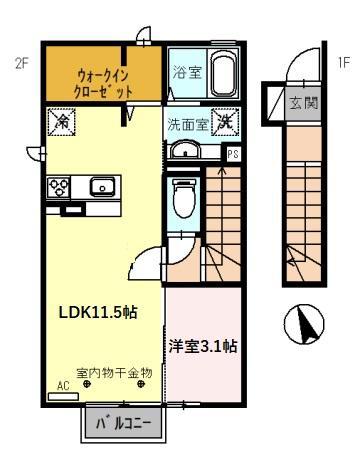PINO・PARCO(1LDK/2階)の間取り写真