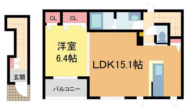 フェリーチェ今津(1LDK/2階)の間取り写真
