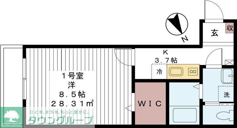 AJ津田沼III(1K/1階)の間取り写真