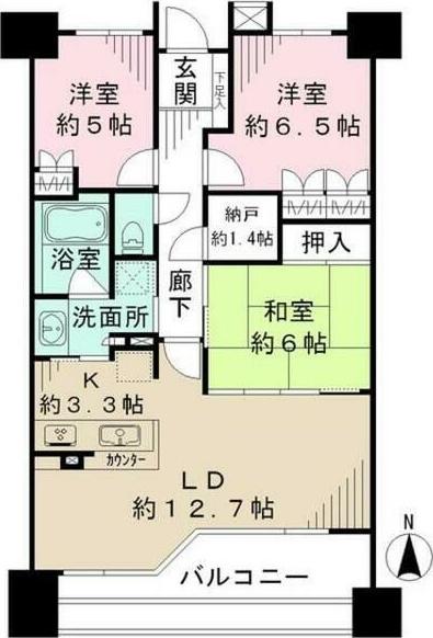 リーデンススクエア一宮(3LDK/11階)の間取り写真