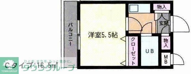 ハイネス丸友(1K/4階)の間取り写真