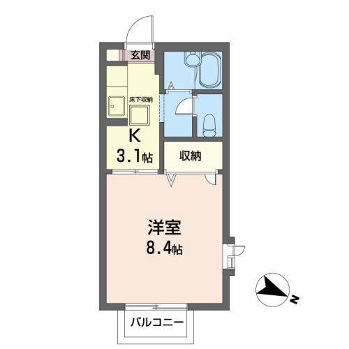 ポワロSJ(1K/1階)の間取り写真