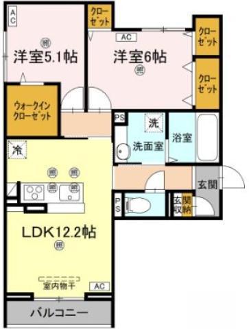 アズールスカイ(2LDK/3階)の間取り写真