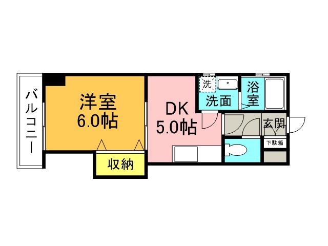 春夏秋冬(1DK/5階)の間取り写真