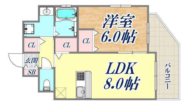 住吉VALORE(1LDK/7階)の間取り写真