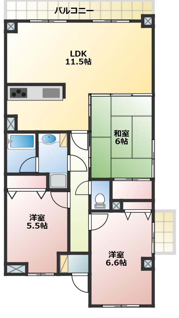ワコーレ鴻巣II(3LDK/3階)の間取り写真