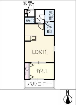 ジーメゾン味鋺エアリー(1LDK/3階)の間取り写真