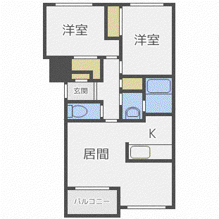 ノースヴィラ弐番館(2LDK/1階)の間取り写真