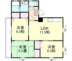 マジェスティガーデン A(3LDK/2階)の間取り写真