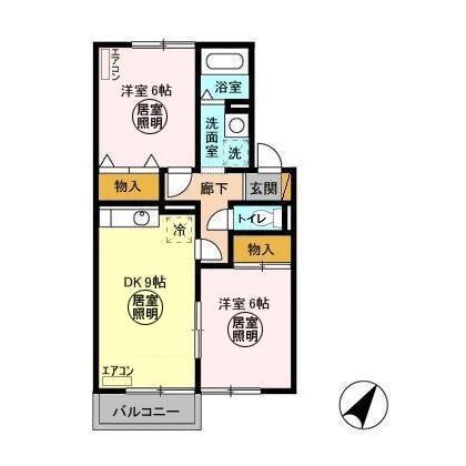リヴェール(2DK/1階)の間取り写真
