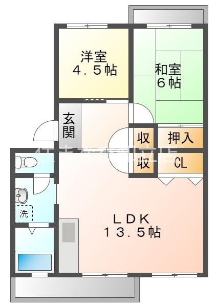 コーポ末広(2LDK/1階)の間取り写真