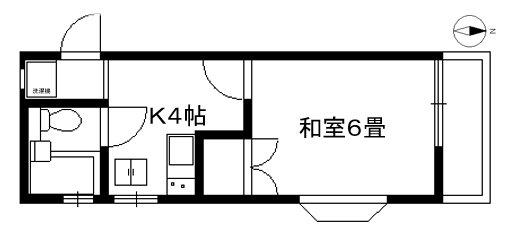 中央5丁目一時貸アパート(1K/2階)の間取り写真