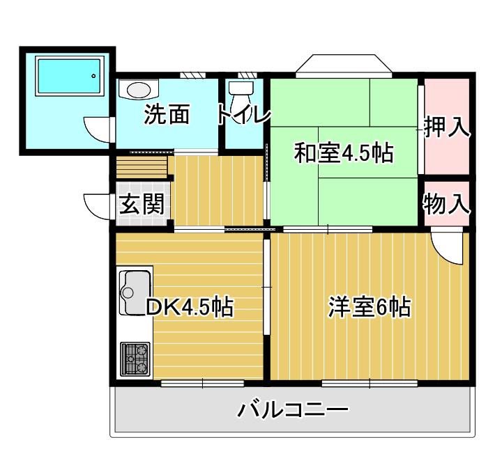 ハイツ上野東(2DK/2階)の間取り写真