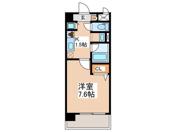 レイシャント鵠沼(1K/4階)の間取り写真
