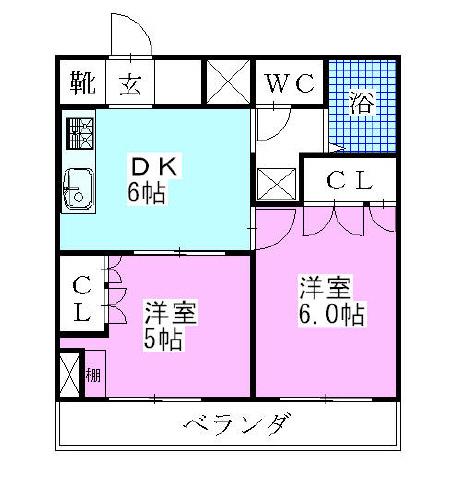 ベイステートYASUMA(2DK/10階)の間取り写真