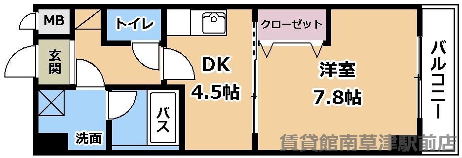 FELICIAうさぎ(1DK/9階)の間取り写真
