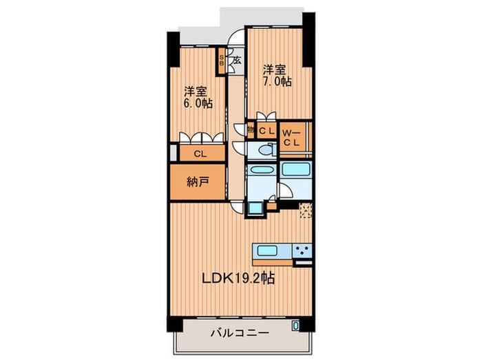ローレルコート豊中(2LDK/6階)の間取り写真