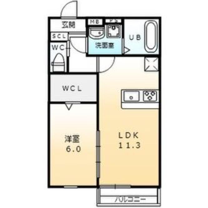 GRAN PARK青山台(1LDK/1階)の間取り写真