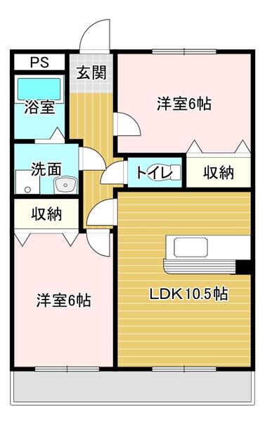 サンモール美木(2LDK/2階)の間取り写真