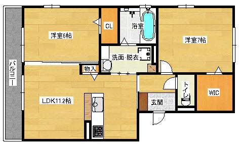 グリーンヒルズガーデン(2LDK/1階)の間取り写真