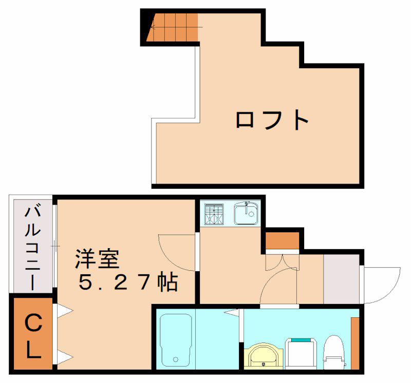 THE MEWS FLAT 吉塚(1K/2階)の間取り写真