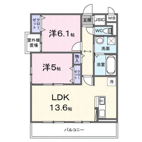 ヴィオラ住吉ノ杜(2LDK/3階)の間取り写真