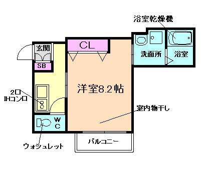 へーベルメゾン井口堂(1K/3階)の間取り写真
