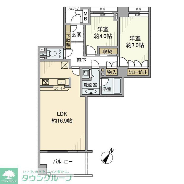 碑文谷ヒルズサレジオ通(2LDK/3階)の間取り写真