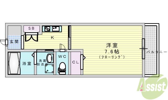 ロイヤルクイーンズパーク江坂(1K/8階)の間取り写真