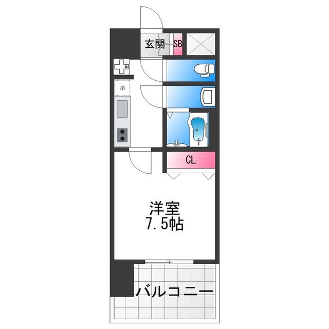 スプランディッド堺東DUE(1K/6階)の間取り写真