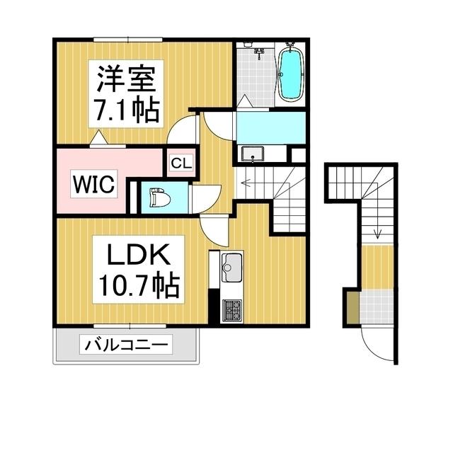 グランデノーチェ B(1LDK/2階)の間取り写真