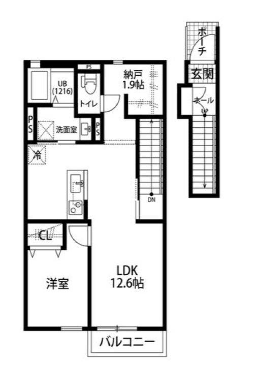 DURACASAむさしむらやま(1SLDK/2階)の間取り写真