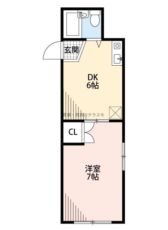 プチメゾン 大正橋(1DK/2階)の間取り写真