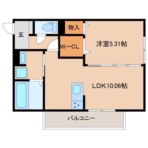 コンフォール畝傍(1LDK/1階)の間取り写真