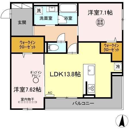 カーサ・グランデ(2LDK/2階)の間取り写真