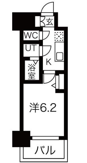メイクスWアート今池III(1K/11階)の間取り写真