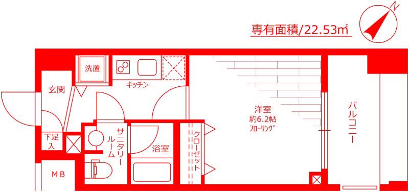 ガーラ・プレシャス横濱関内(1K/7階)の間取り写真